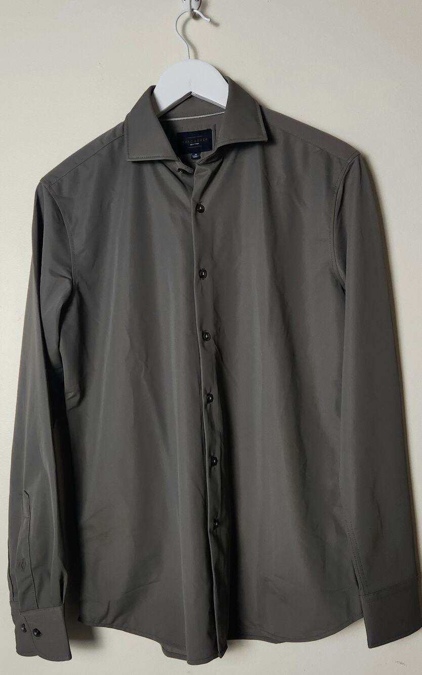 Marc Asher NY Performance Dress Shirt Olive Sz M Stretch